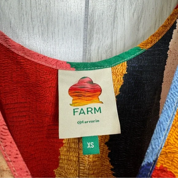 Farm Rio Super Fun Daisy Mini Dress Puff Sleeve size XS Extra Small - Picture 9 of 11